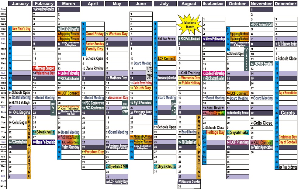lcf 2026 calender